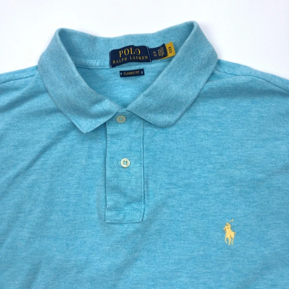 Polo Ralph Lauren Mens XL Classic Fit Short Sleeve Polo Shirt Light Blue